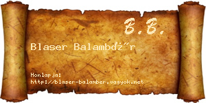 Blaser Balambér névjegykártya